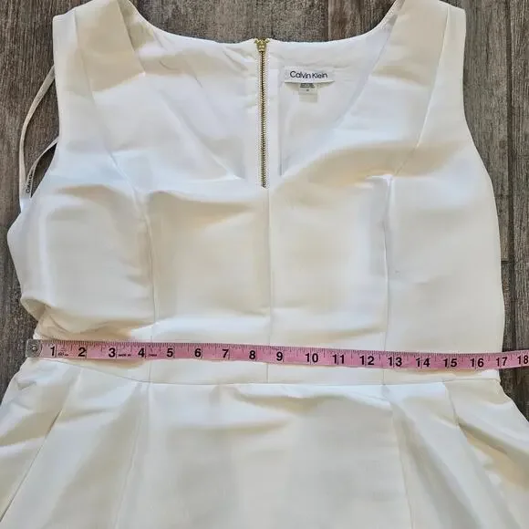 Calvin Klein White High Low A-Line Gown Womens 14 Formal Evening Wedding  Bridal